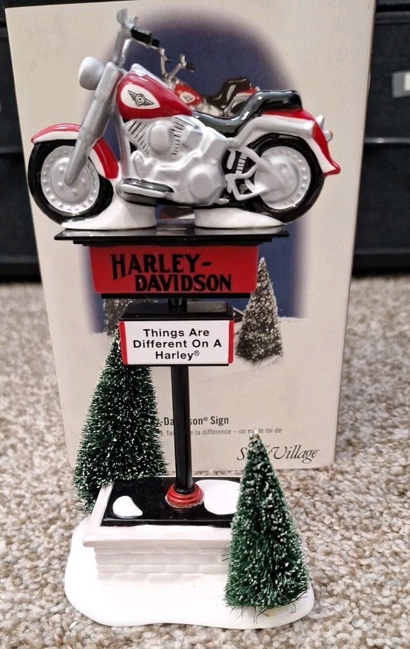 Dept. 56 Snow Village #54901 HARLEY-DAVIDSON SIGN Original Box Christmas Decor